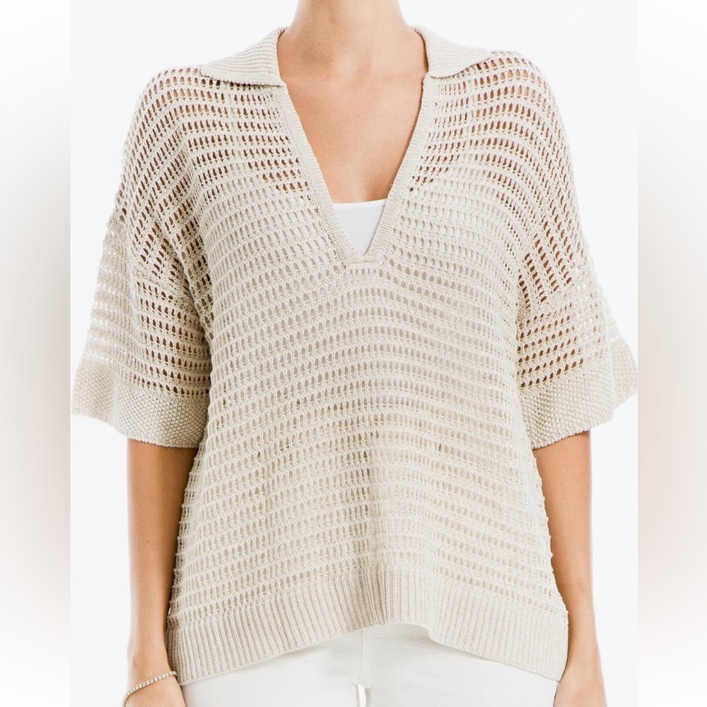 Max Studio Beige V-Neck Sweater